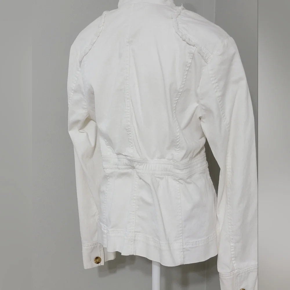 ALLEN B. By Allen Schwartz White Denim Jacket Women's Size Large - Picture 9 of 9
